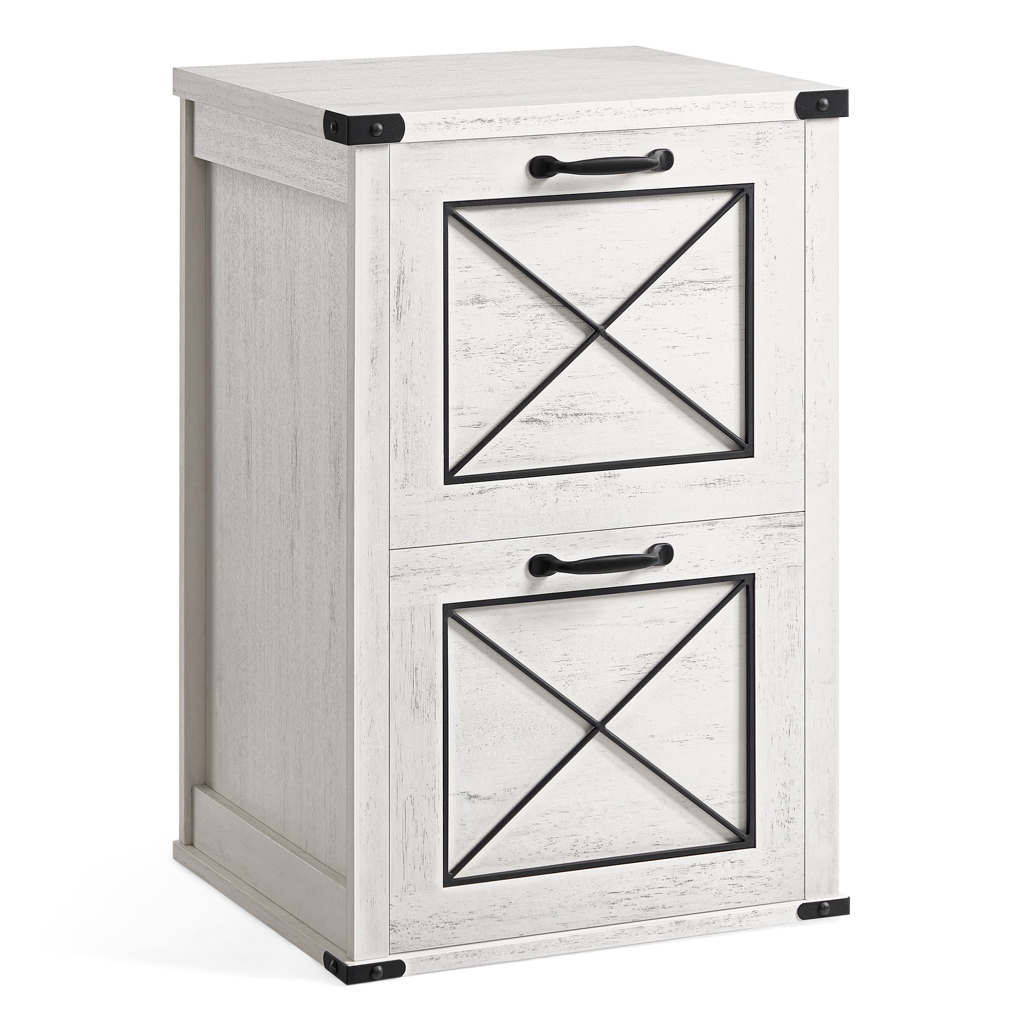 Songmics Home - File Cabinet, Filing Cabinet with 2 File Drawers, Printer Stand, Fit A4, Letter Size, Hanging File Folders - Rustic White