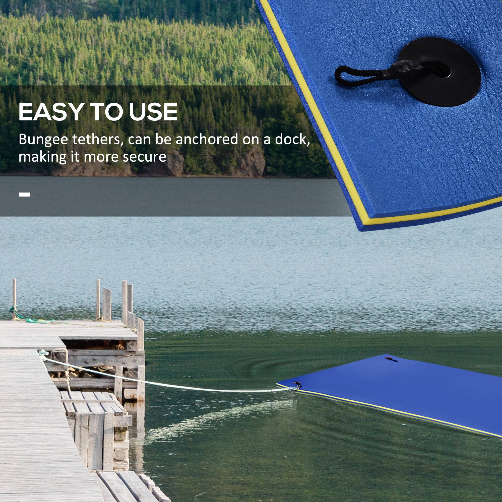 EASY TO USE
Bungee tethers, can be anchored on a dock, making it more secure