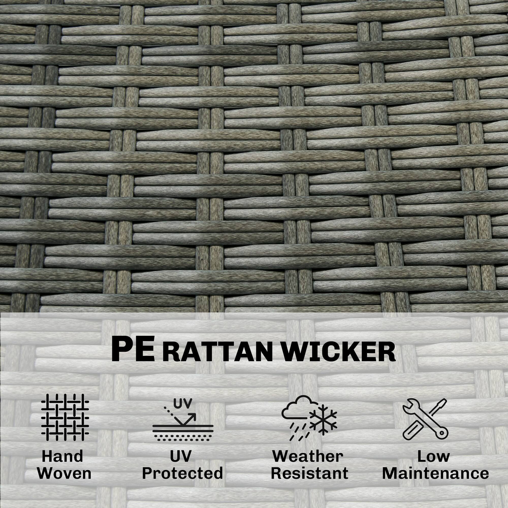 PE RATTAN WICKER

- Hand Woven
- UV Protected
- Weather Resistant
- Low Maintenance