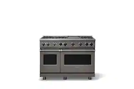 Viking - 48"W. 7.3 Cu. Ft. Freestanding Sealed 6 Burner Gas Range/Griddle - Damascus Gray - Damascus Gray