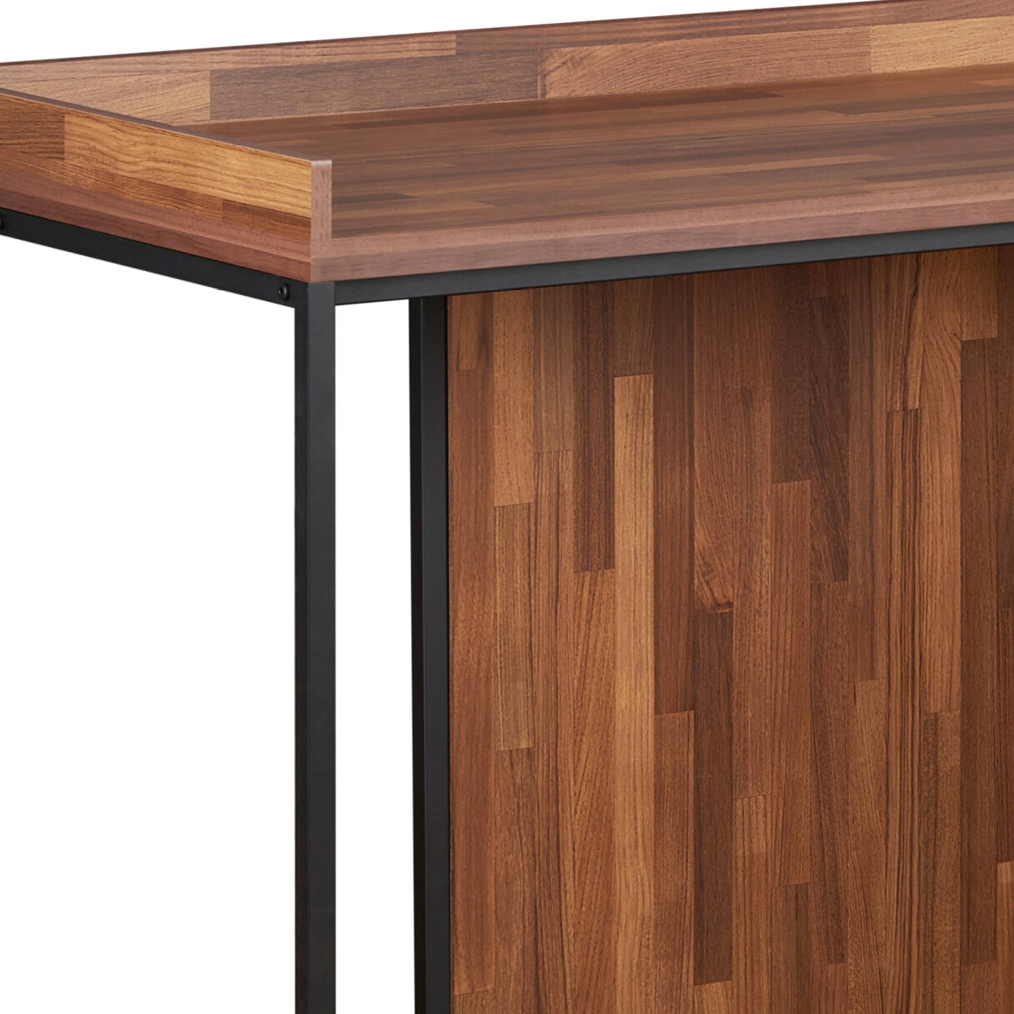 Left. GOODSILO - Modern Rectangular Writing Desk with Single Drawer and Sleek Metal Base - Walnut Finish Top - Black+Walnut.