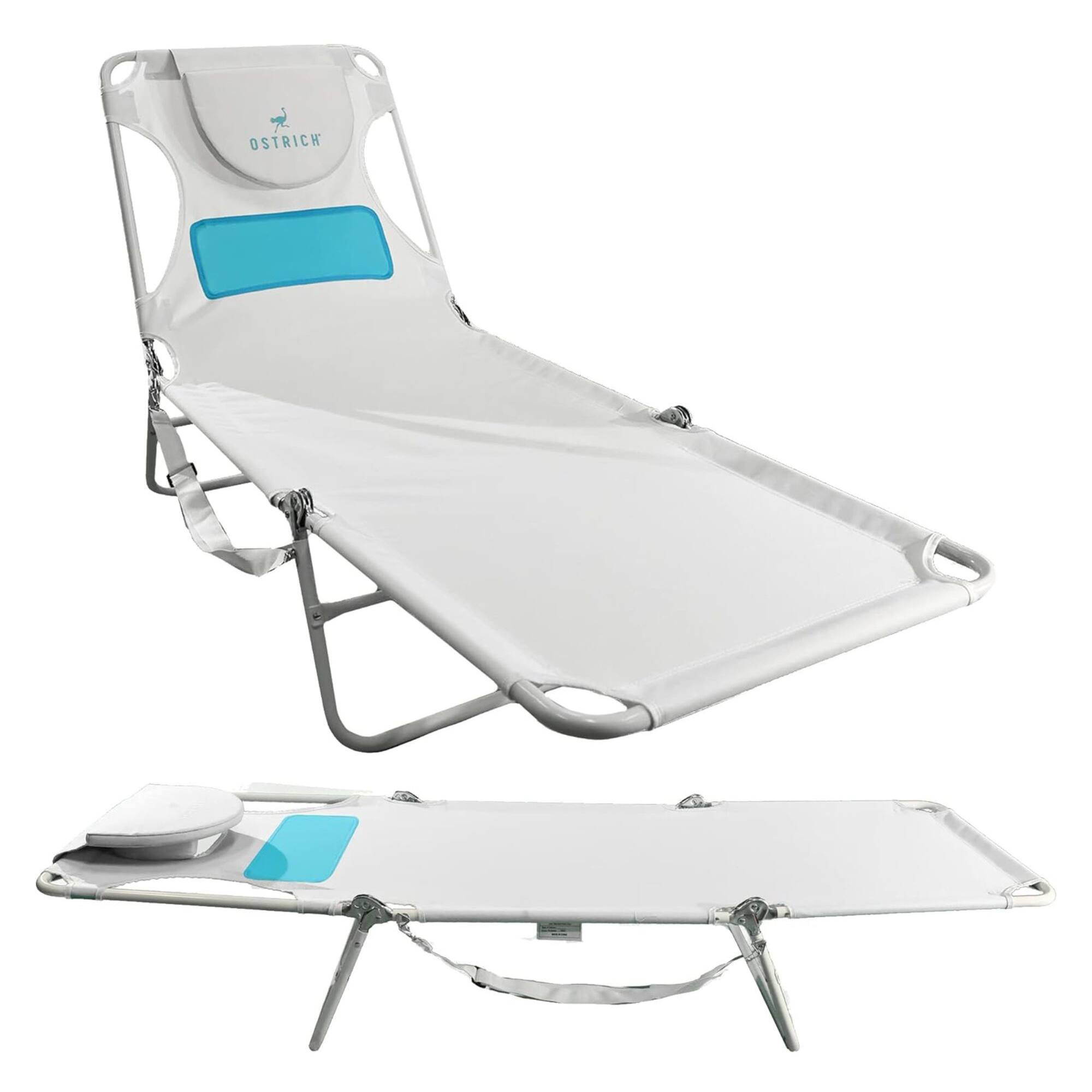 Ostrich - The Ladies Comfort Lounger, Foldable Beach Pool Tanning Chair - White price history on PriceWatchPro