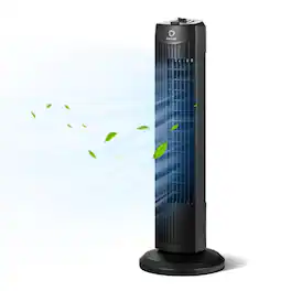 LUCKY ONE - 28 Inch Freestanding Quiet Bladeless Oscillating Tower Fan 35W - Black