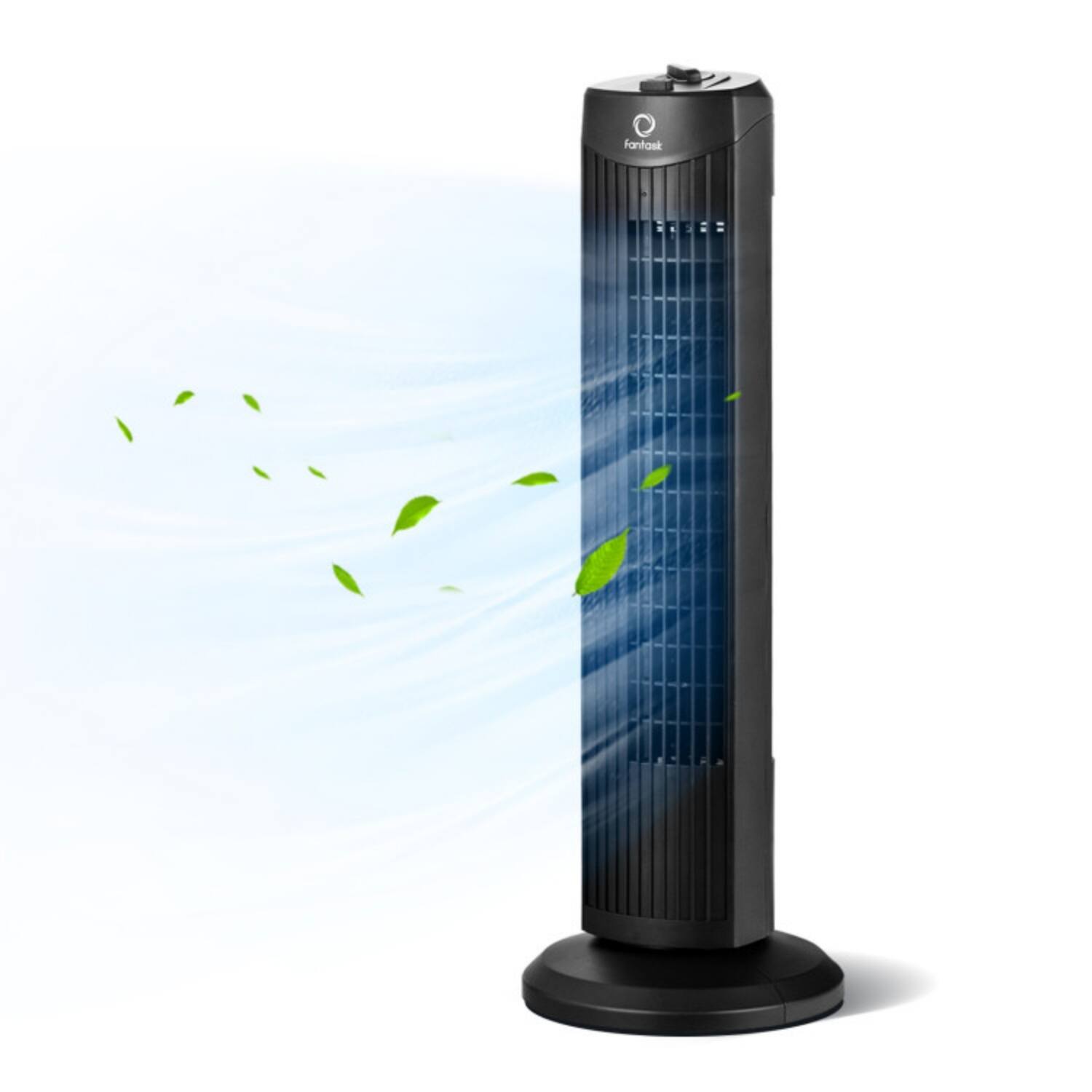 Front. LUCKY ONE - 28 Inch Freestanding Quiet Bladeless Oscillating Tower Fan 35W - Black.