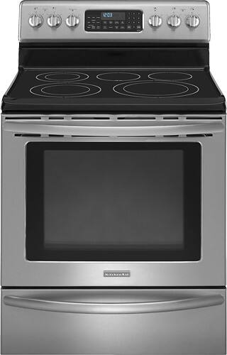 Front Standard. KitchenAid - 30" Self-Cleaning Freestanding Electric Convection Range - Stainless-Steel.