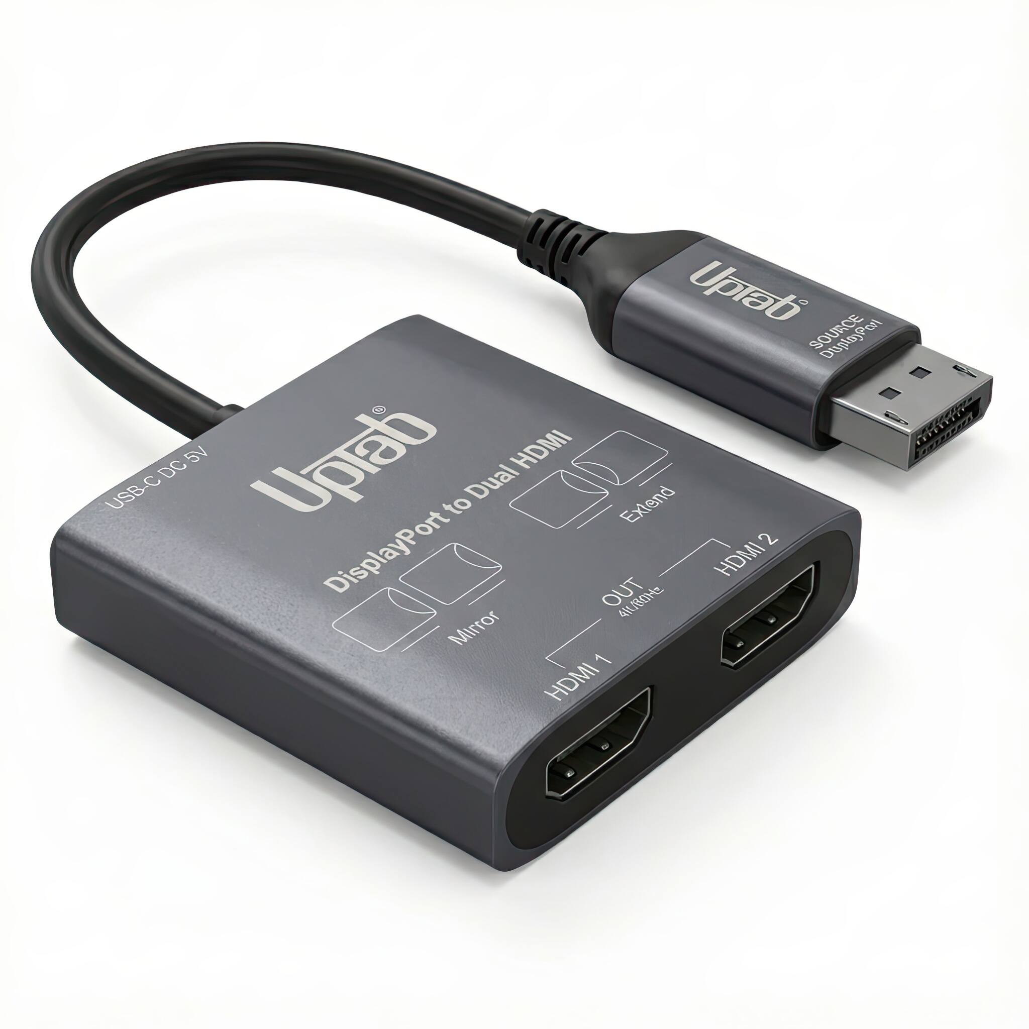 Uptab DisplayPort 5V HDMI Cis USB-C DC Upeb to Dual Extend 2 DisplayPort D OUT HDMI Mirror 1 HDMI
