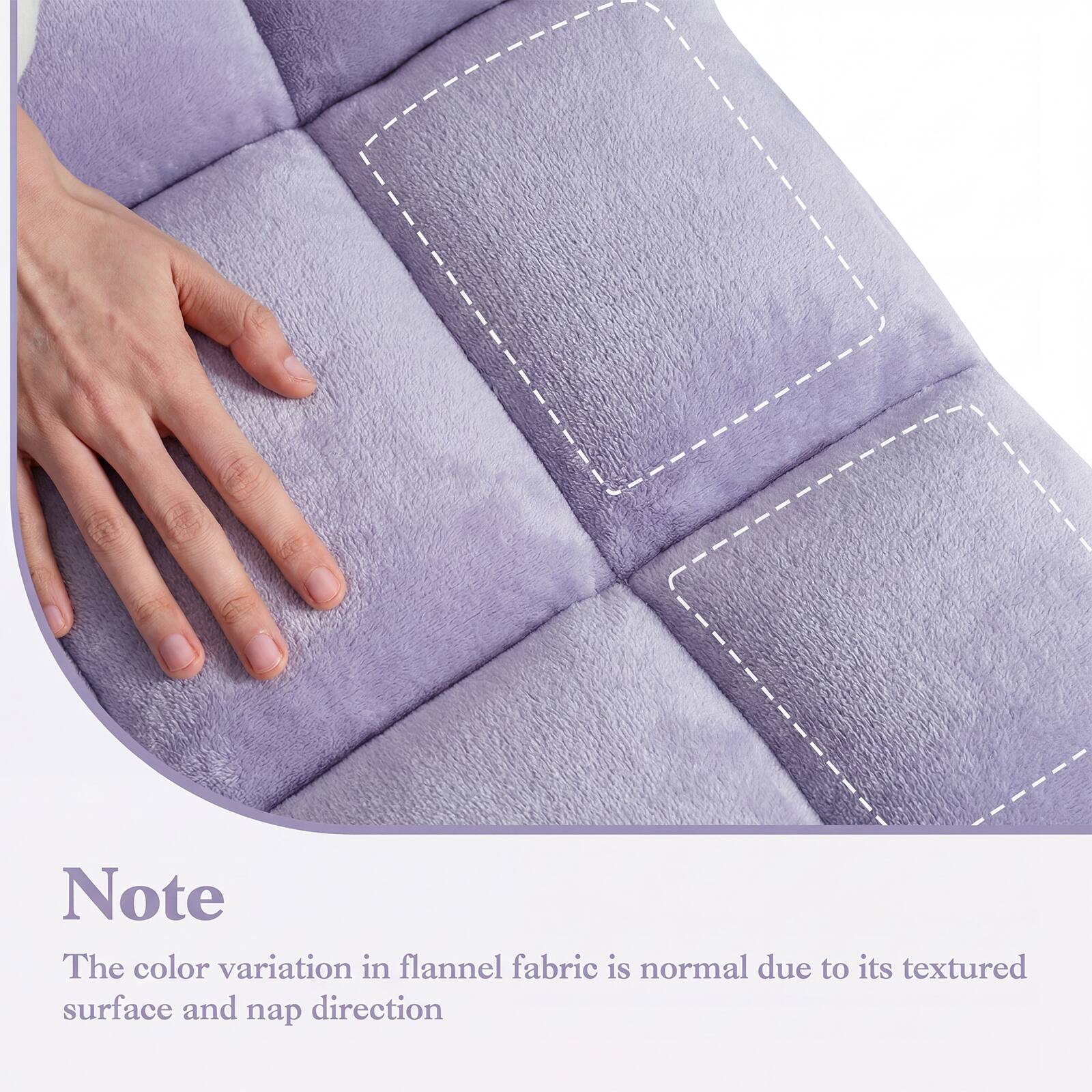 Note: The color variation in flannel fabric is normal due to its textured surface and nap direction.