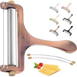 Zulay Kitchen - Cheese Slicer with Adjustable Thickness and 2 Extra Wires - Copper