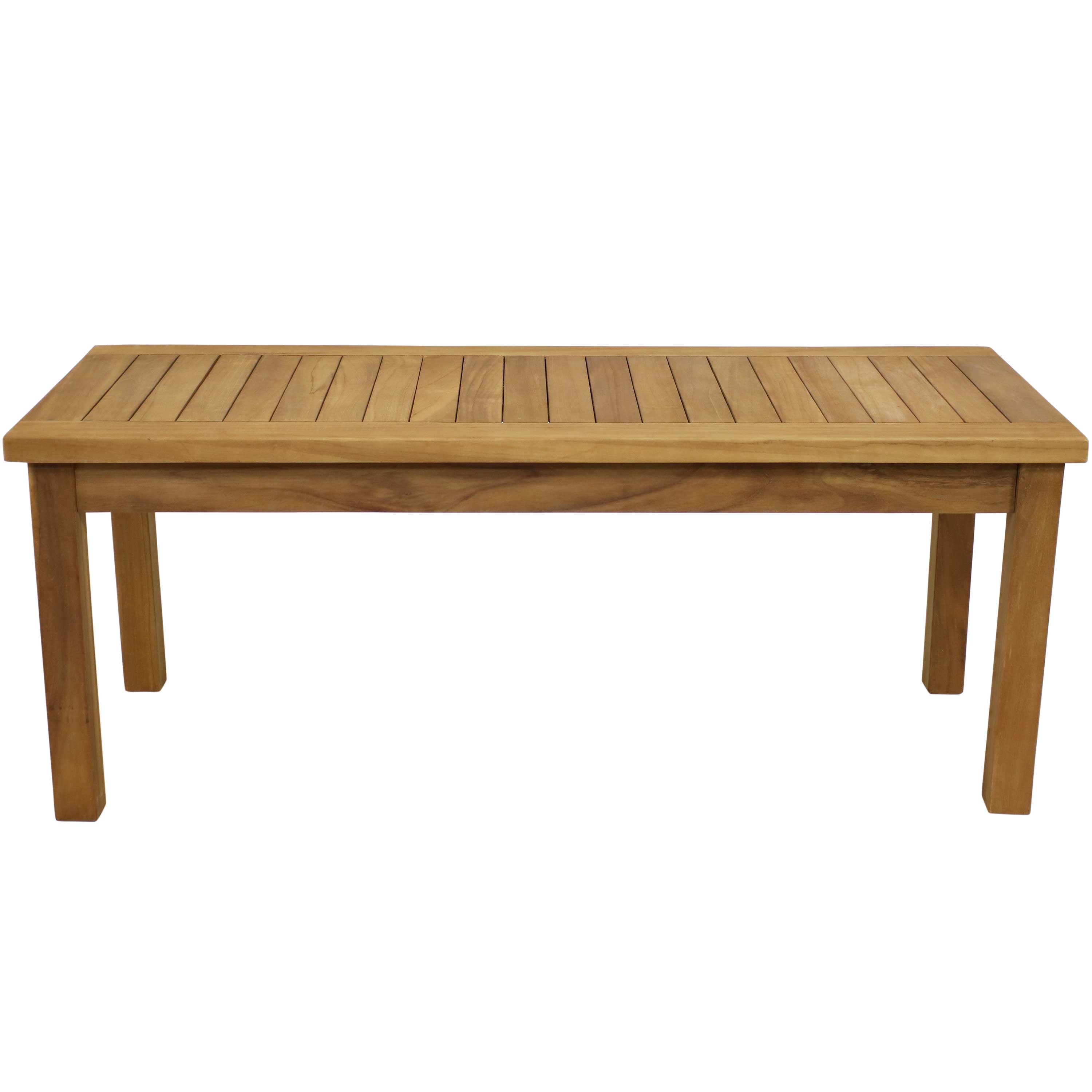 Alt View 8. Sunnydaze - 45.75 in Teak Wood Rectangular Patio Coffee Table - Light Brown.