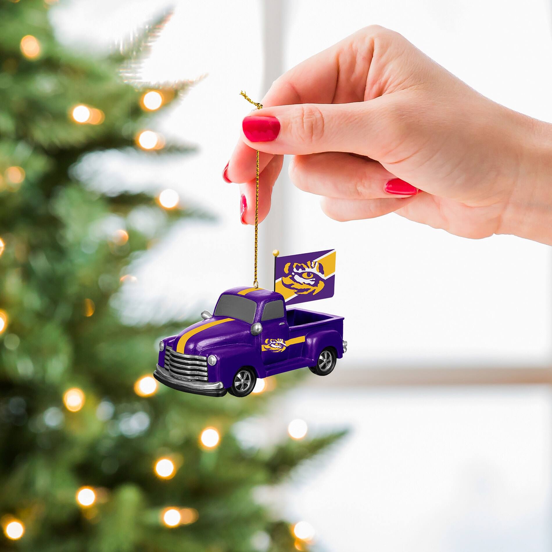 Alt View 2. Evergreen Enterprises - LSU Tigers 3" Rally Truck Two-Piece Ornament Set - Multicolor.