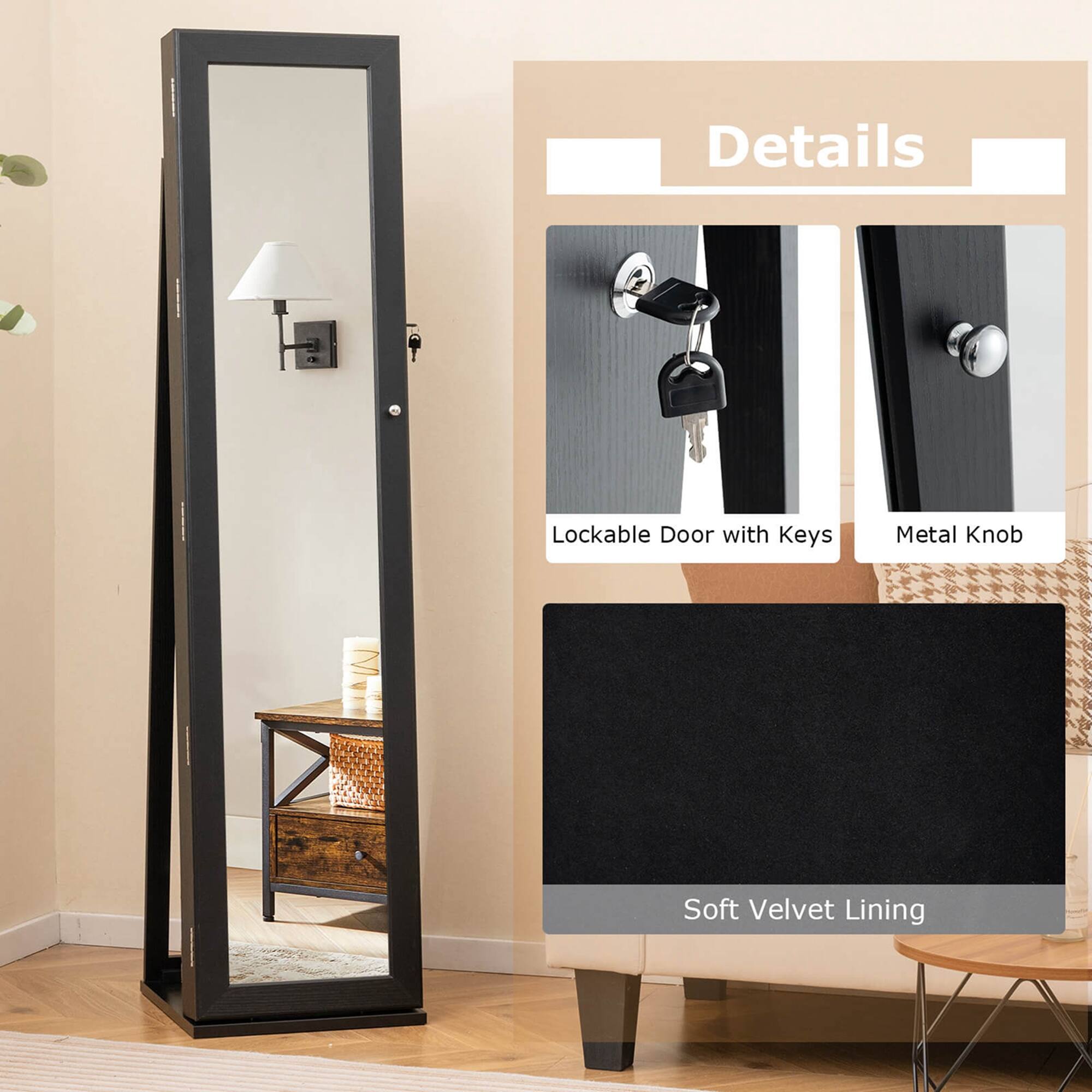 Details: Lockable Door with Keys Metal Knob Soft Velvet Lining