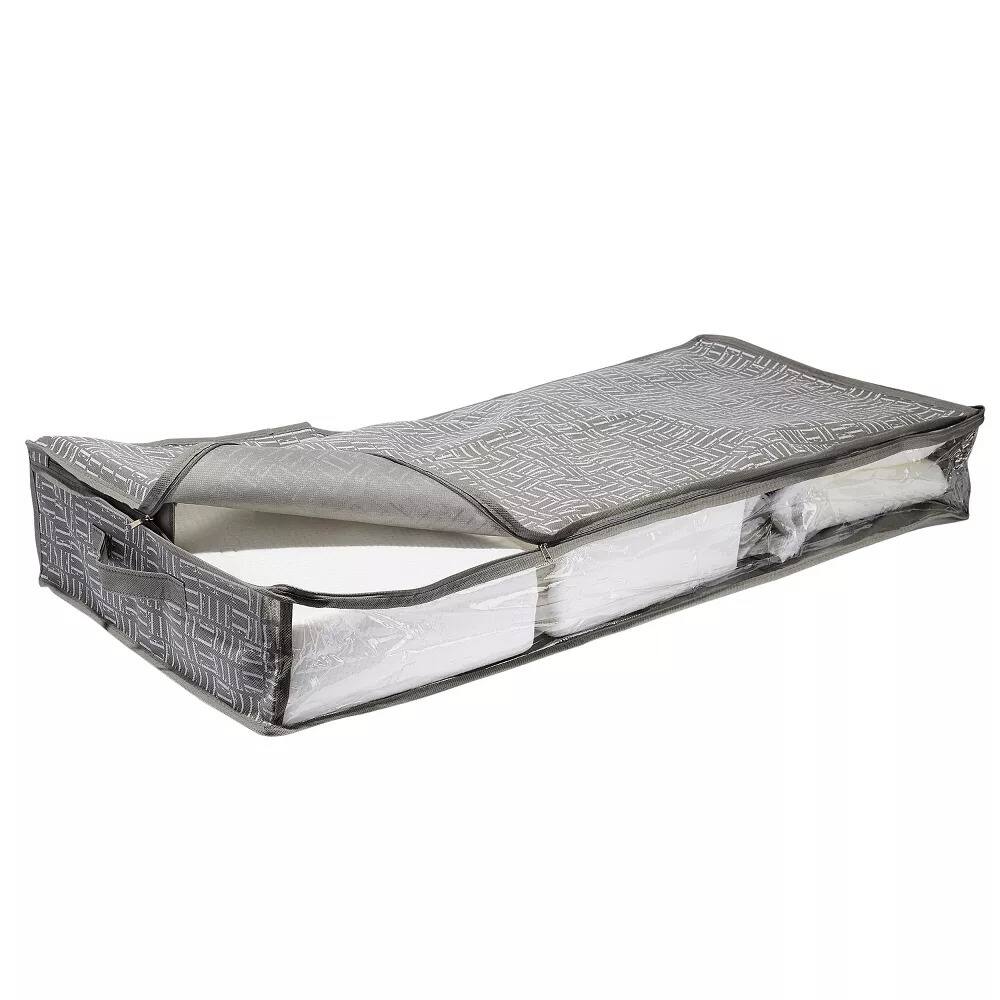 Left. Elle Decor - Under Bed Storage Bag with Handles, Breathable Organizer for Clothes & Linens, 39.5" x 17.75" - Gray.