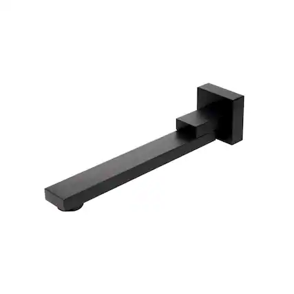 Front. Alfi - Black Matte Square Foldable Tub Spout - Black.