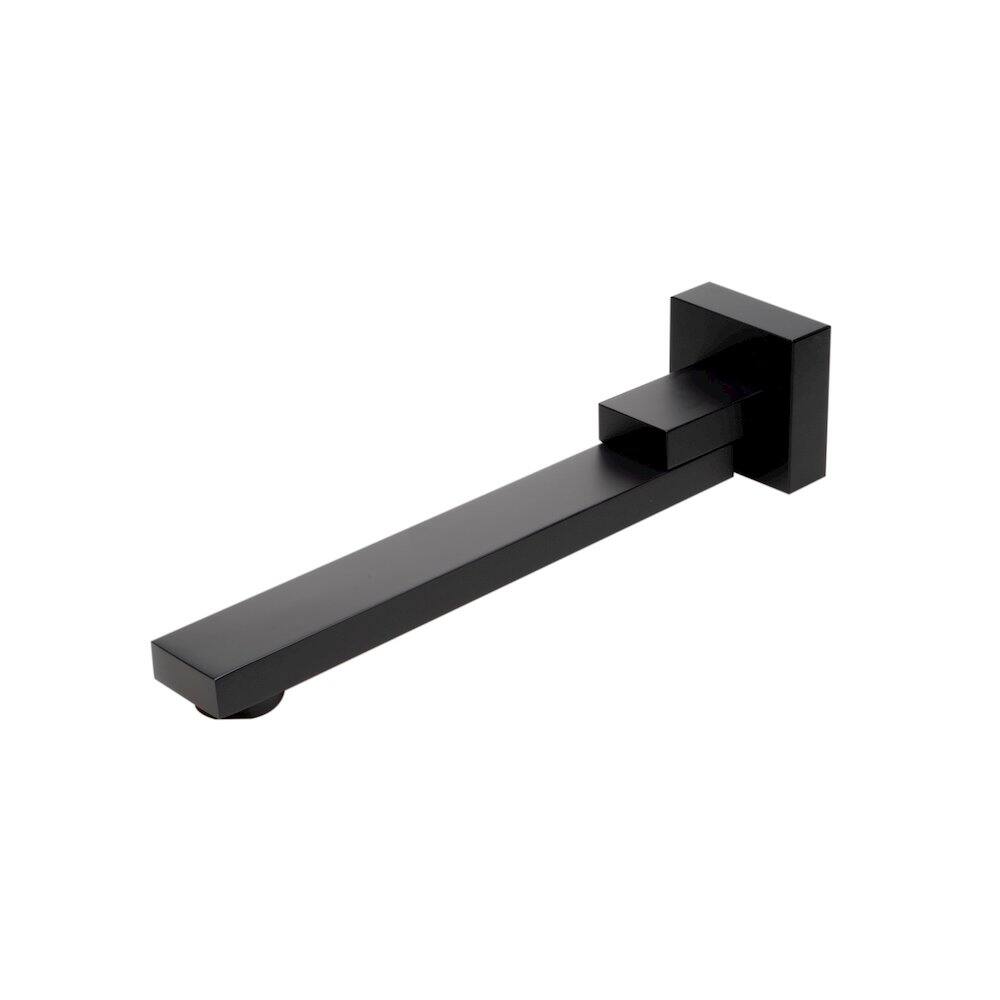 Front. Alfi - Black Matte Square Foldable Tub Spout - Black.
