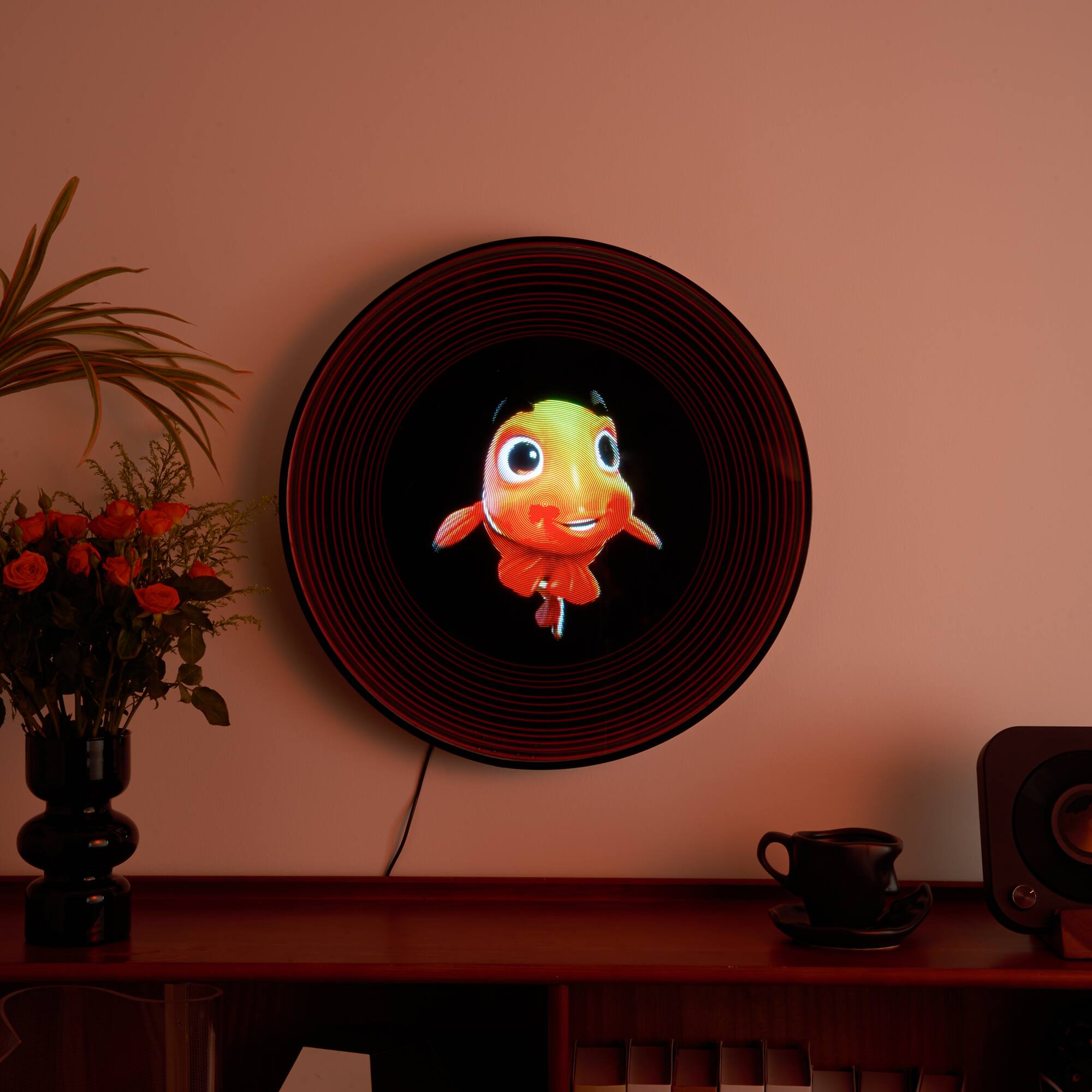 Left. Lamp Depot - DIY 3D Hologram Projection Decoration with Wall Mirror - Silver, Black.