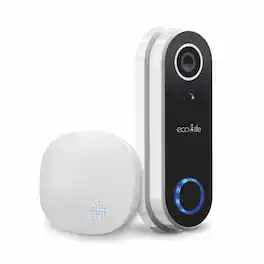 eco4life - Smart WiFi Video Doorbell with Wireless Chime - 1080p HD - /Black - White