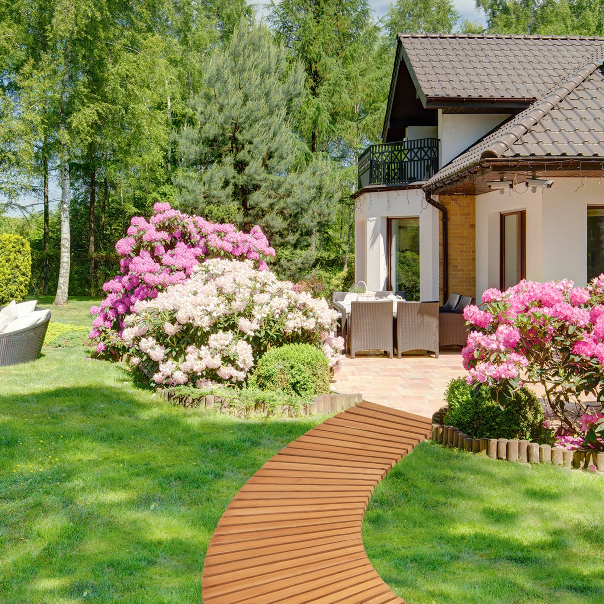 Alt View 1. Costway - Costway 7 FT Wooden Garden Pathway with Anti-slip Surface Metal Wires with Plastic Sheath - Natural.