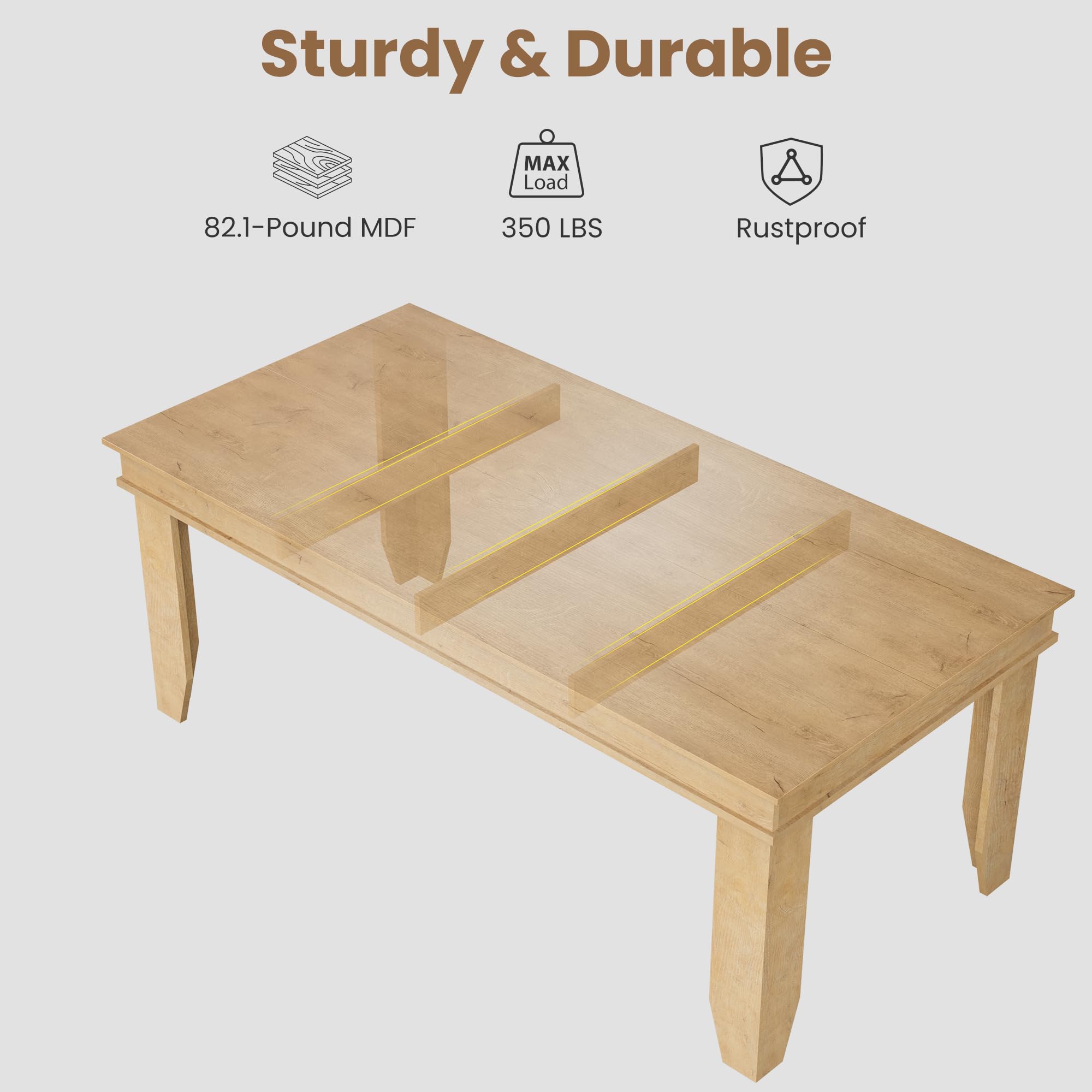 Sturdy & Durable

- 82.1-Pound MDF
- MAX Load 350 LBS
- Rustproof