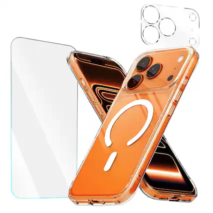 Front. Entronix - Entronix 3-in-1 Protection Bundle for iPhone 17 Pro Max - Clear Case, Screen & Camera Protectors - Clear.