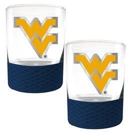 Great American Products - West Virginia Mountaineers 2-Pack 14oz. Rocks Glass Set with Silcone Grip - Blue