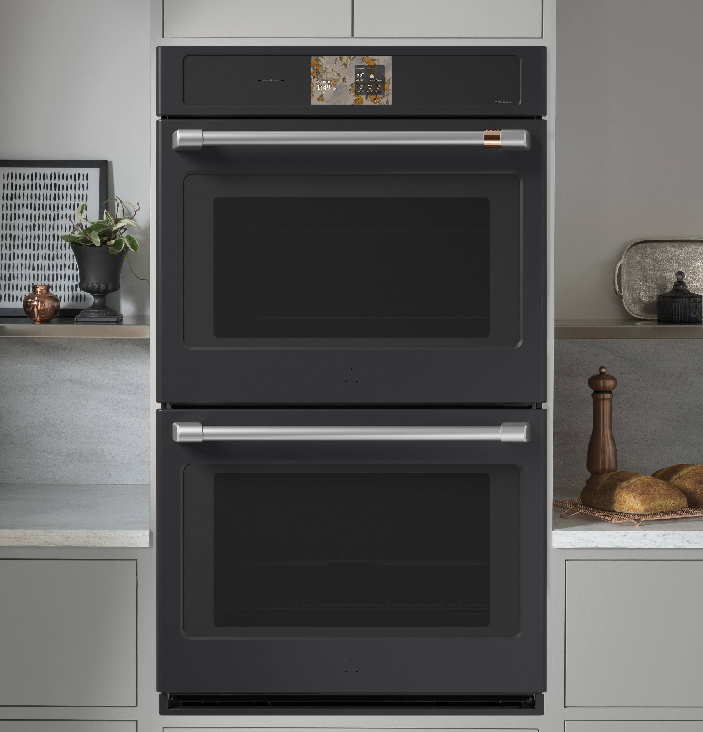 Alt View 8. Café - 30" Smart Built-In Double Electric Convection Wall Oven with Air Fry and Precision Cooking Modes - Matte Black.
