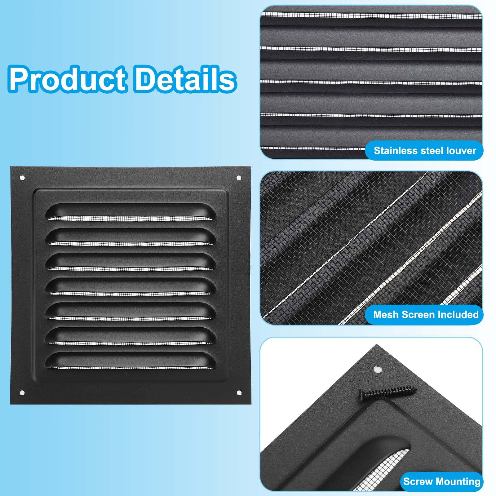 Product Details

- Stainless steel louver
- Mesh Screen Included
- Screw Mounting