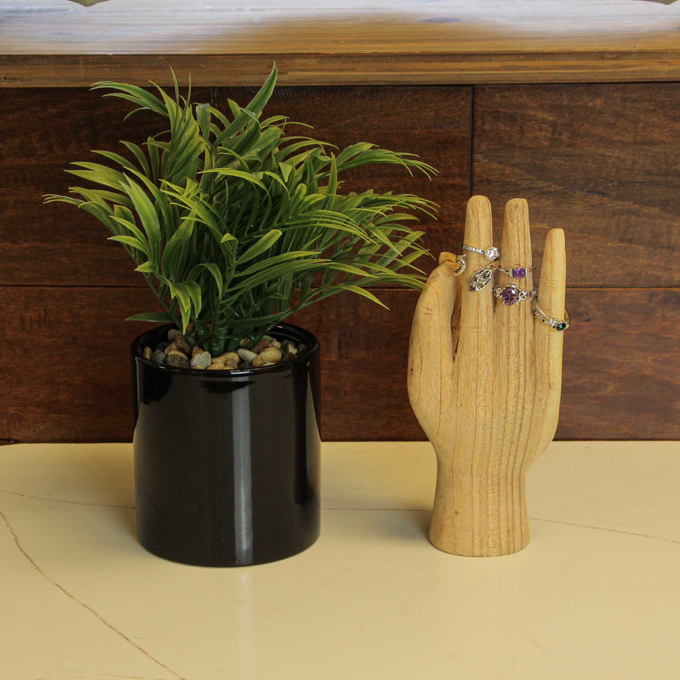 Alt View 4. Zeckos - Carved Wooden A-OK Hand Gesture Statue Natural Finish 8 Inches High - Brown.