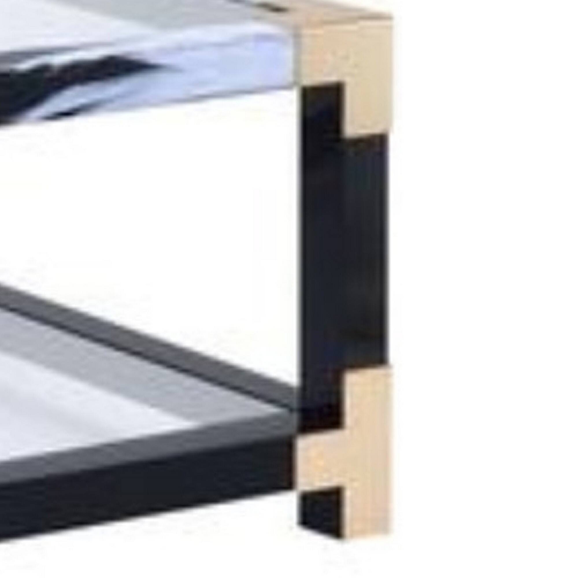 Alt View 3. Manhattan Lane - Rectangular Metal Coffee Table with Glass Top and Shelf - Black.