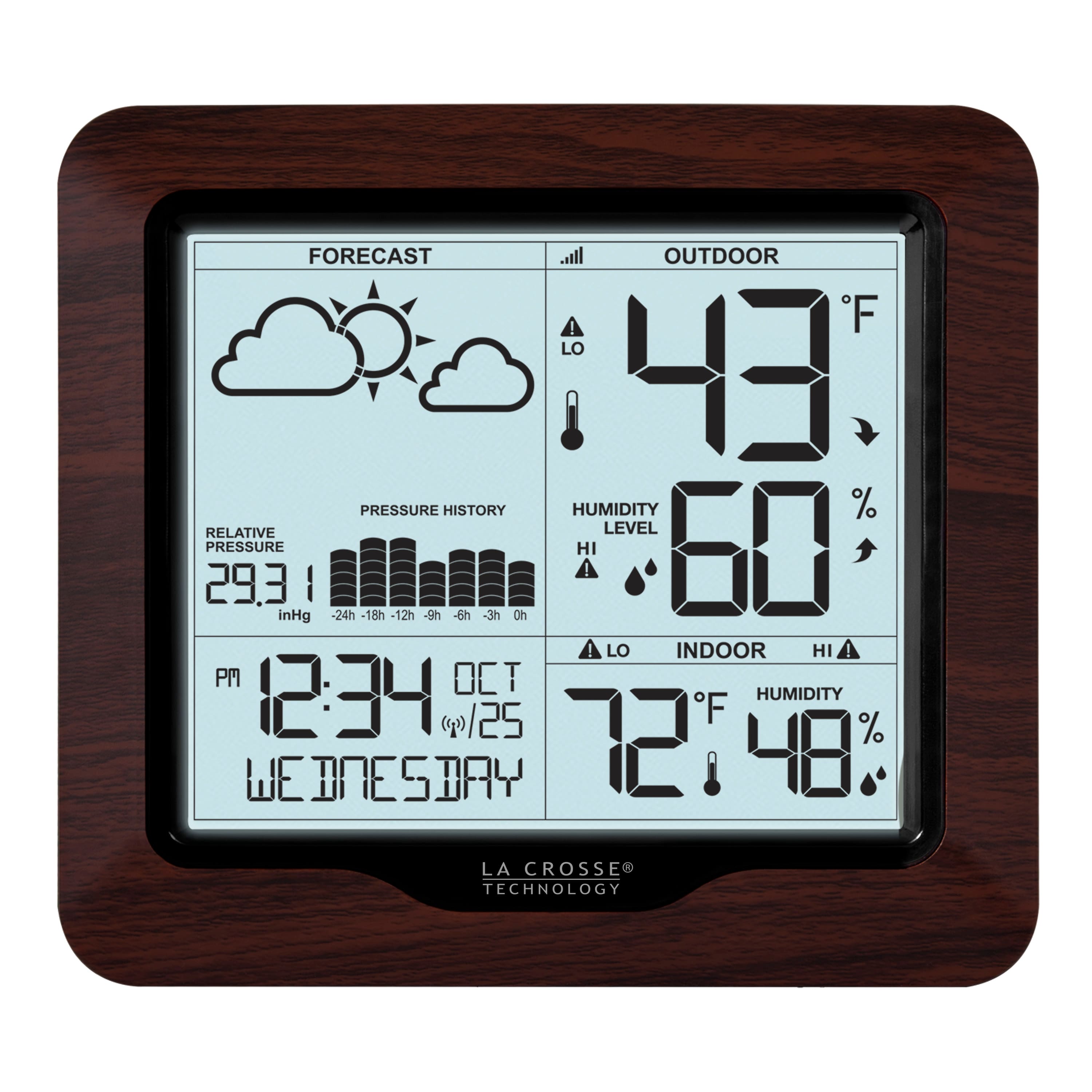 La Crosse Technology - Backlight Wireless Forecast Station with Pressure History - Brown