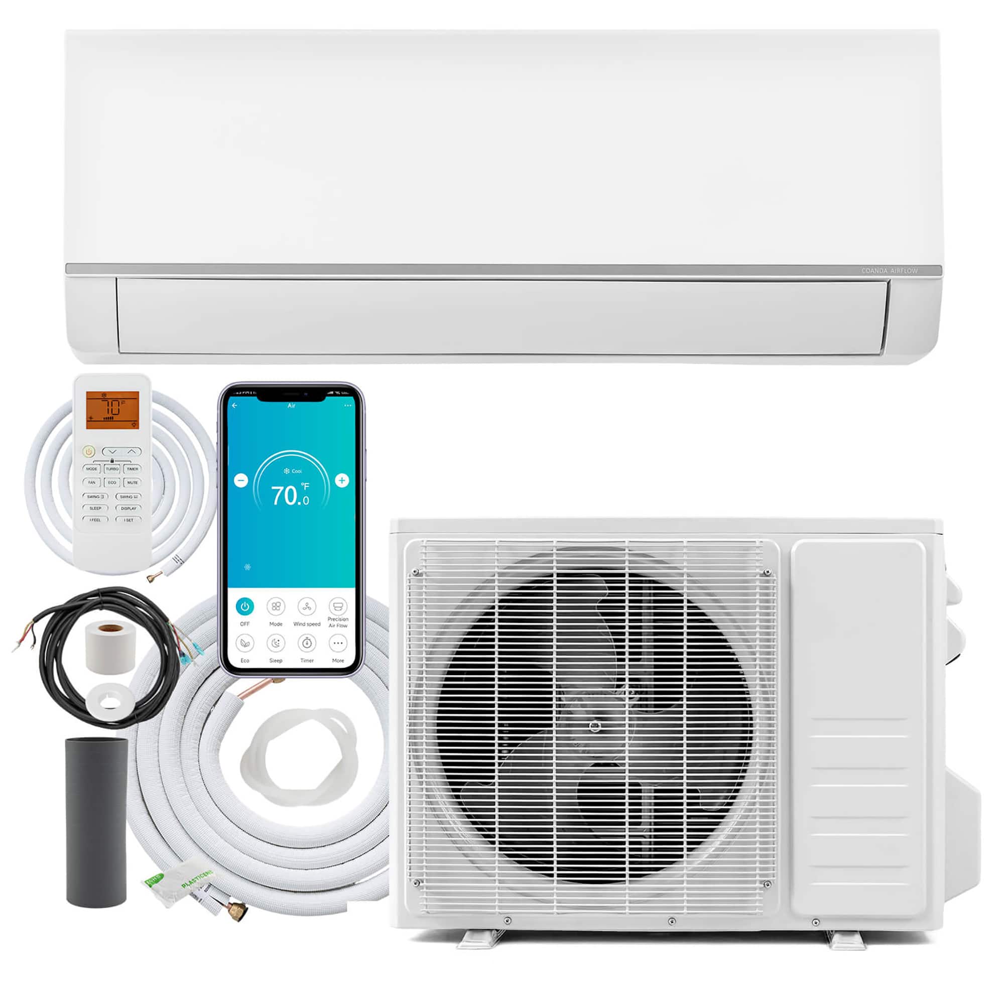 Gymax - 12000 BTU Wifi Enabled Mini Split Air Conditioner & Heater w/Installation Kit - White