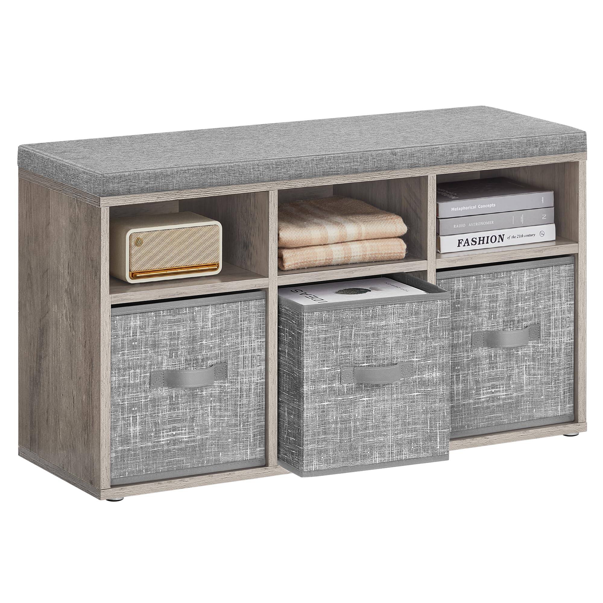 Greige 34 3"W x 18 9"H With Storage Boxes