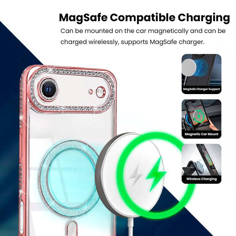 MagSafe Compatible Charging

Can be mounted on the car magnetically and can be charged wirelessly, supports MagSafe charger.

- MagSafe Charger Support
- Magnetic Car Mount
- Wireless Charging