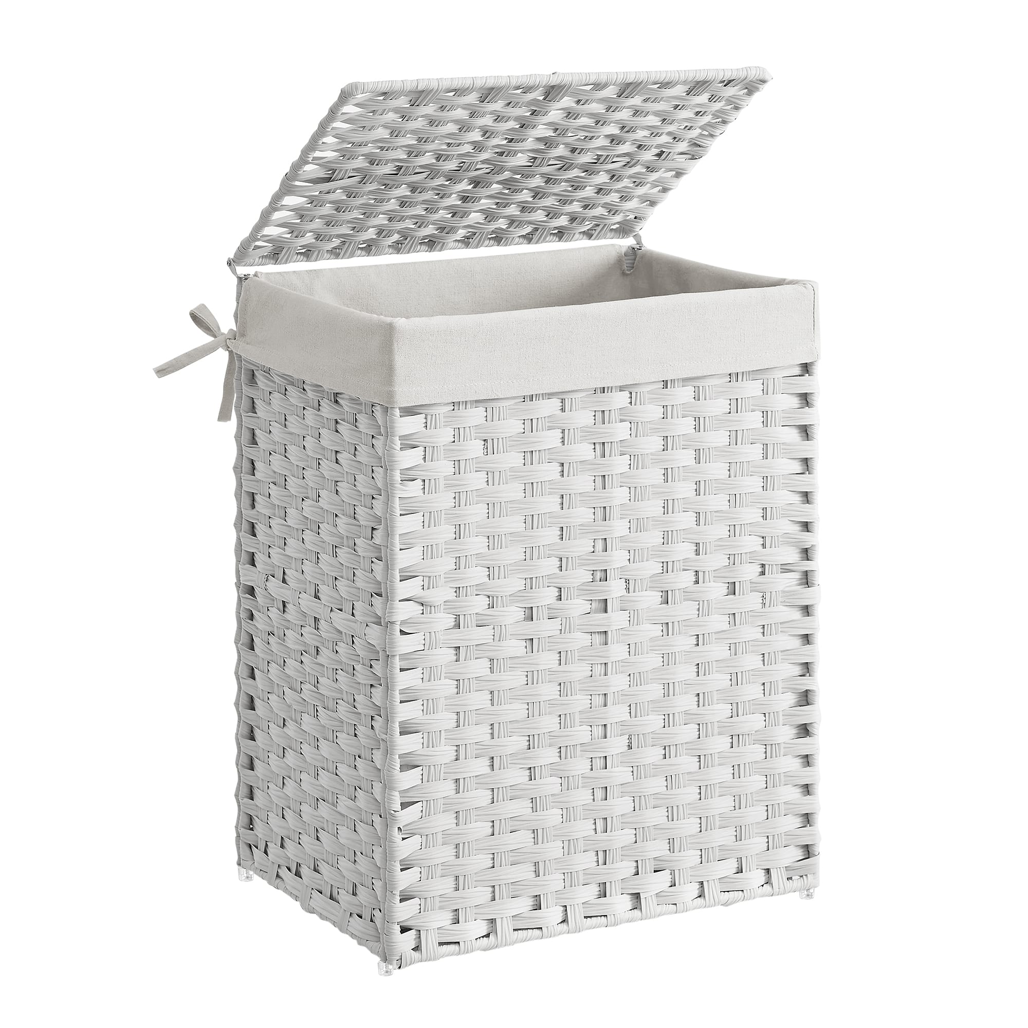 Songmics Home - Laundry Hamper with Lid, 23.8 Gallon (90 L) Synthetic Rattan Clothes Laundry Basket with Lid and Handles, Foldable - Cloud White price history on PriceWatchPro