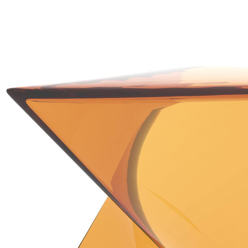 Alt View 6. LeisureMod - Randolph 15.75" Stackable Side Table, Weather-Resistant Triangular Plastic Accent End Table for Living Room or Backyard - Transparent Tea.