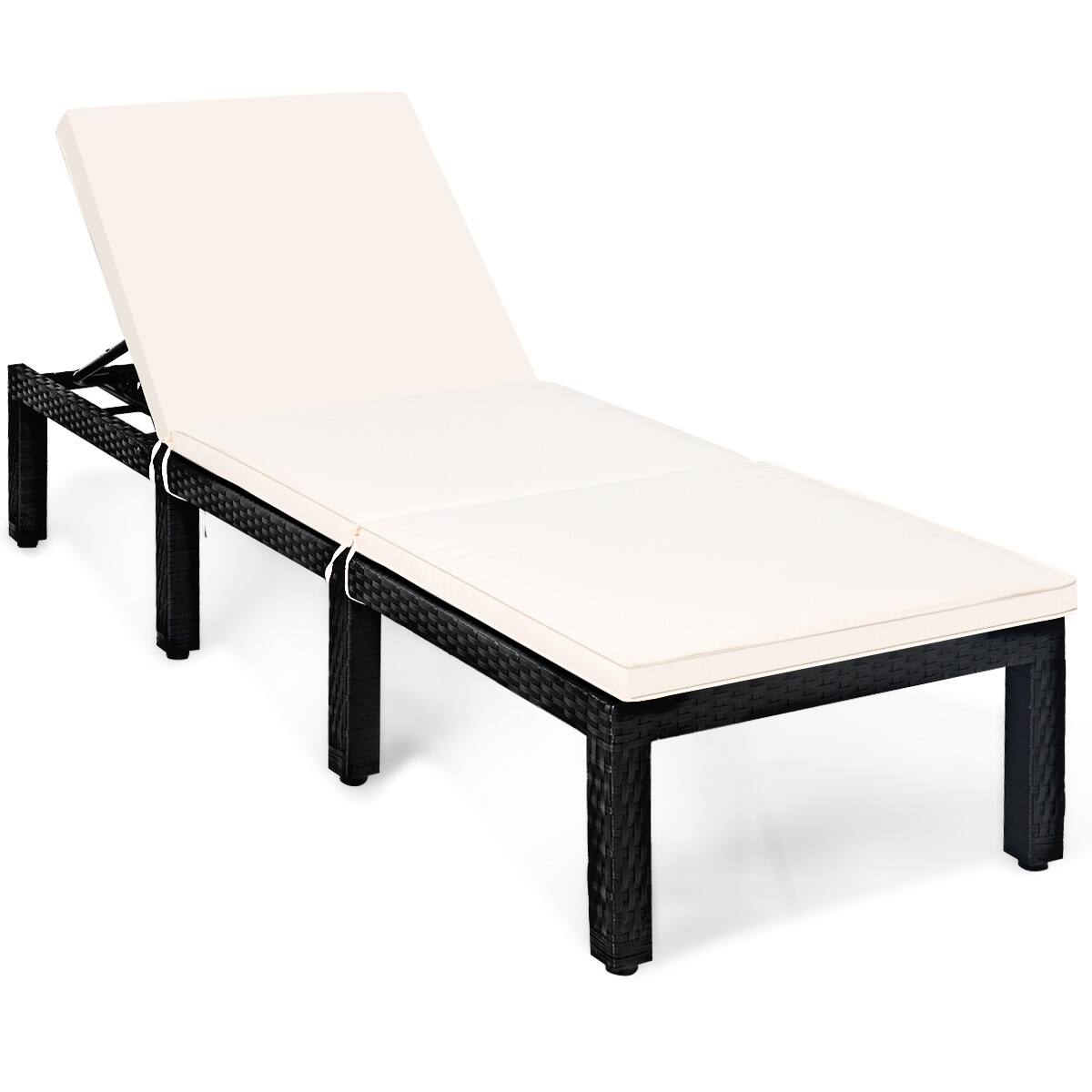 Alt View 1. Gymax - Gymax Patio Cushioned Rattan Lounge Chair Chaise Couch w/ Adjustable Height Outdoor - black.
