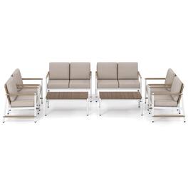 Costway - 8 PCS Patio Furniture Set Patio Loveseat Sofa with 2 Coffee Tables 4 Single Couch - Gray,White, Brown