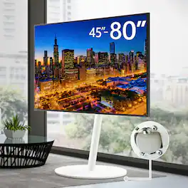 WALL - SevenStand A2 Large Type – Rolling TV Stand for 45–80 Inch TVs, for Living Room and Bedroom, Japan-Engineered Design - Satin White