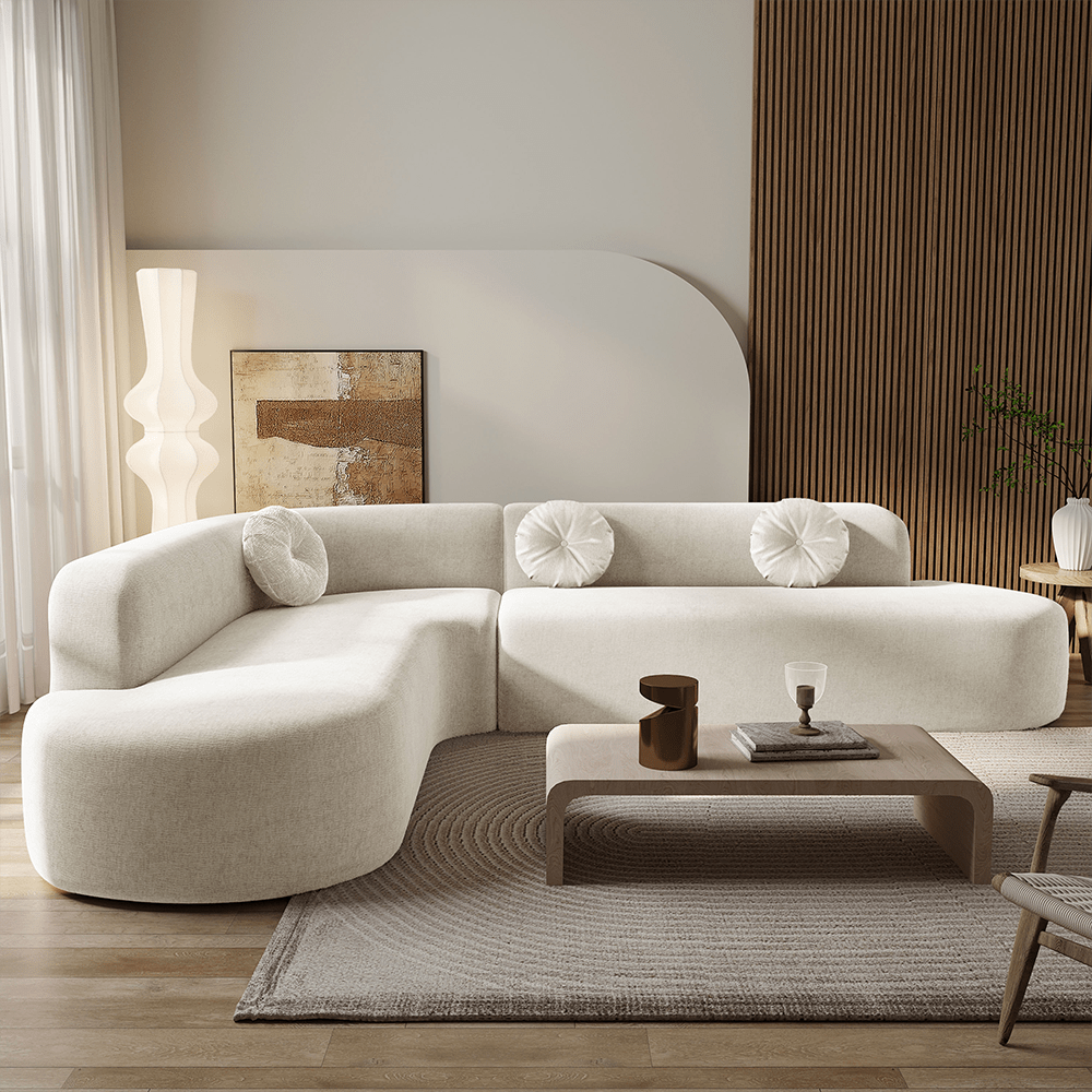 Front. Trinkets Crazed - Modular Sectional Sofa Cloud Sectional Couch, 122" Comfy L Shaped Sofa For Living Room - White.