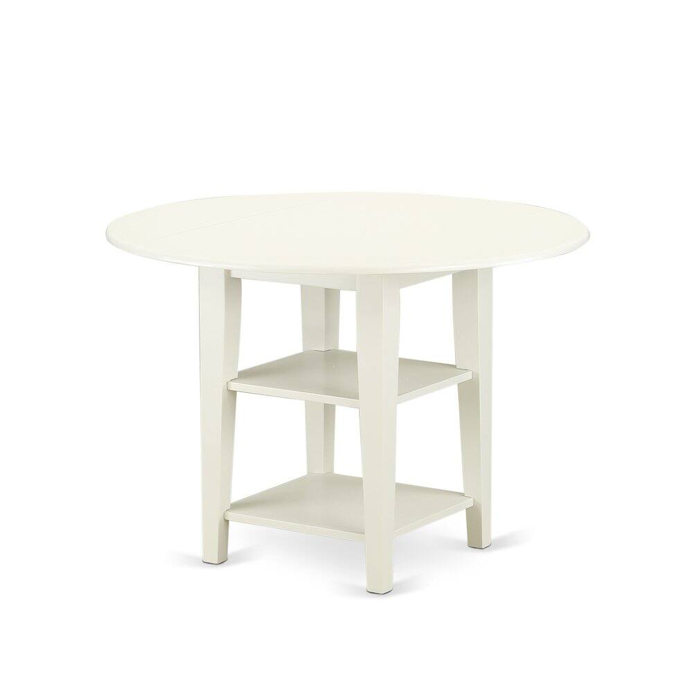 Alt View 1. East West Furniture - 3 Piece Dining Table Set - White.