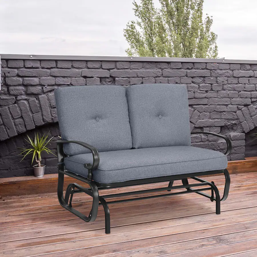 Costway Glider Outdoor Patio Rocking Bench Loveseat Cushioned Seat