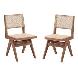 Manhattan Lane - Tina 22 Inch Side Dining Chair Set of 2, Woven Rattan - Brown