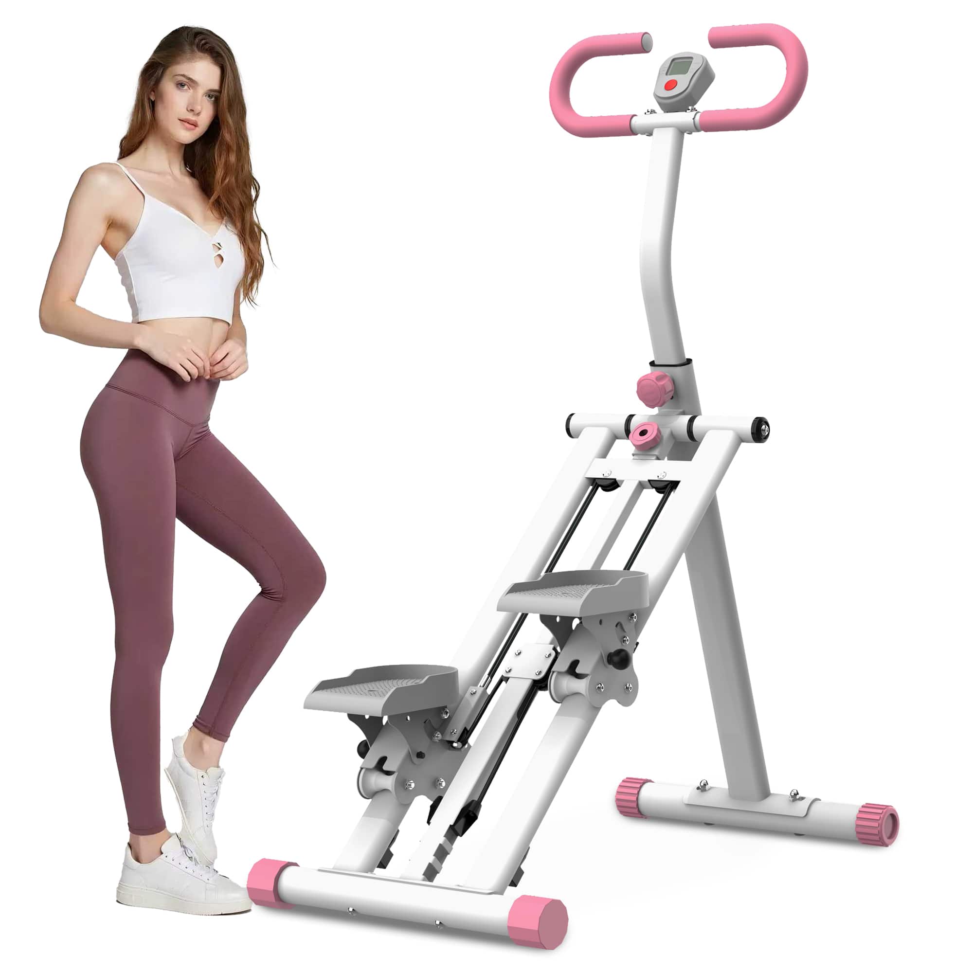 Anysun - Upgrade Vertical Climber - Full-Body Stair Stepper with Stable Frame & Adjustable Handlebar for Home Fitness - Pink