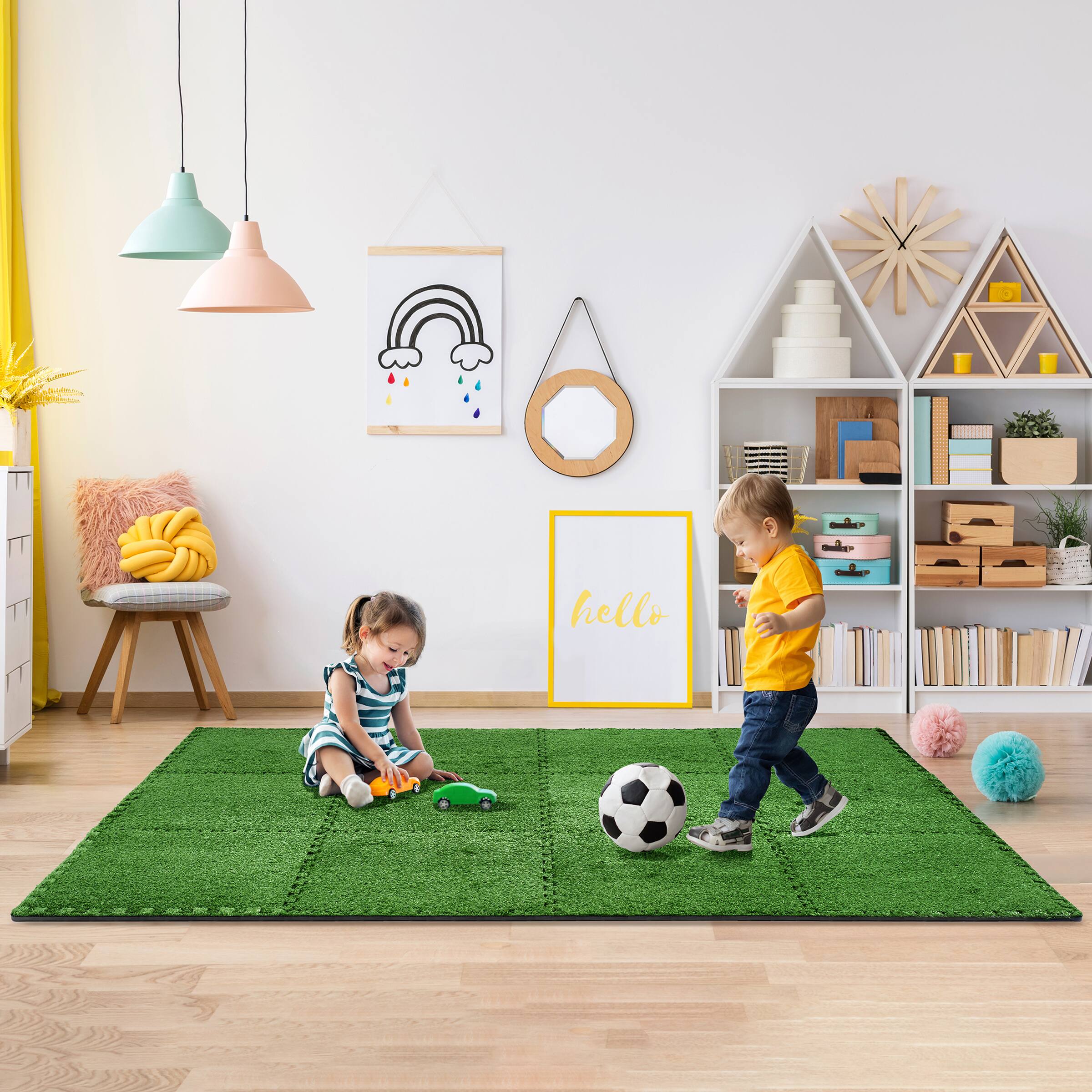 Alt View 1. Sorbus - Sorbus Grass Foam Floor Tiles - 24 Interlocking Mats of 24"X24” Total of 96 Sq Ft for Kids - Green.
