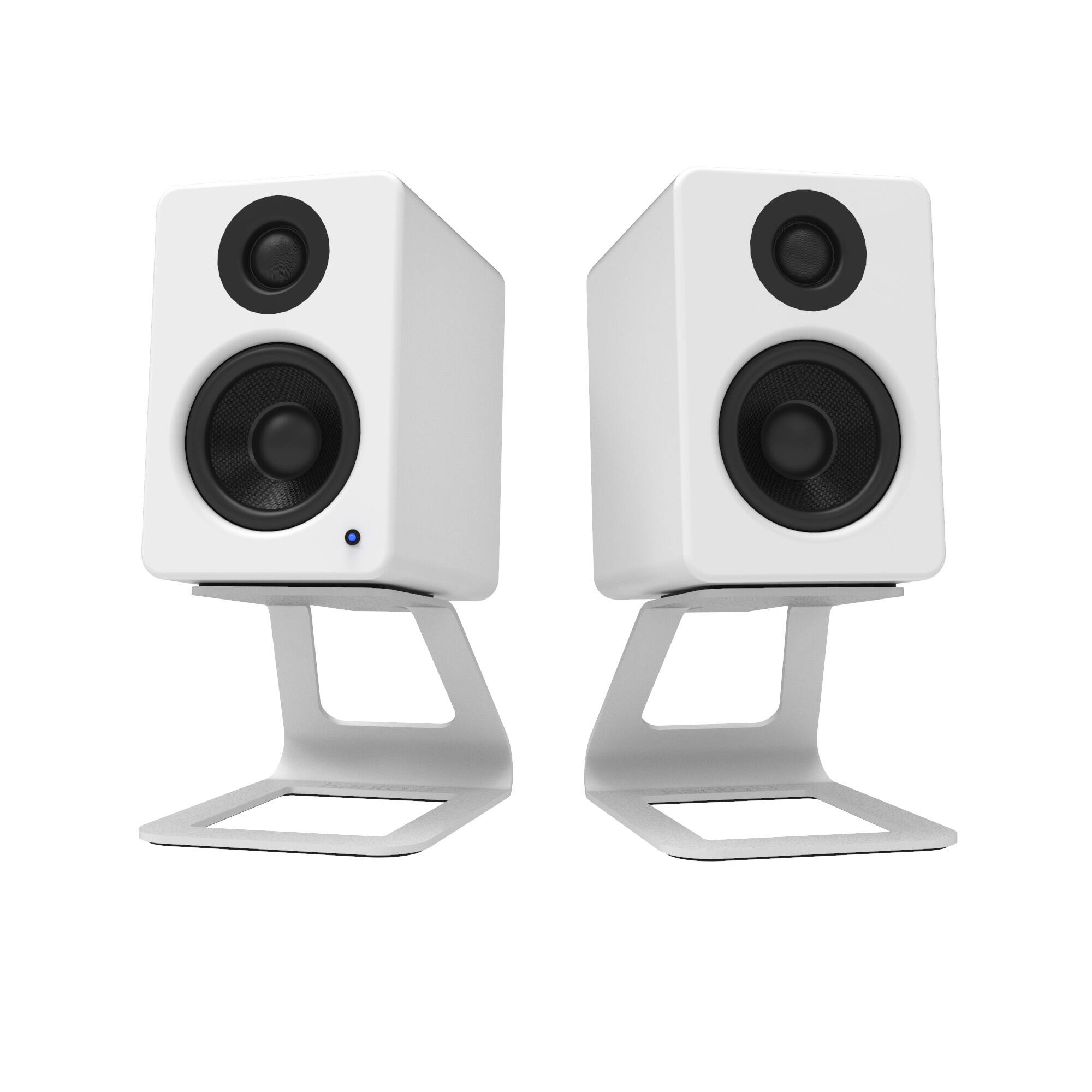 Alt View 4. Kanto - Elevated Desktop Speaker Stands for Small Speakers, Pair - White.