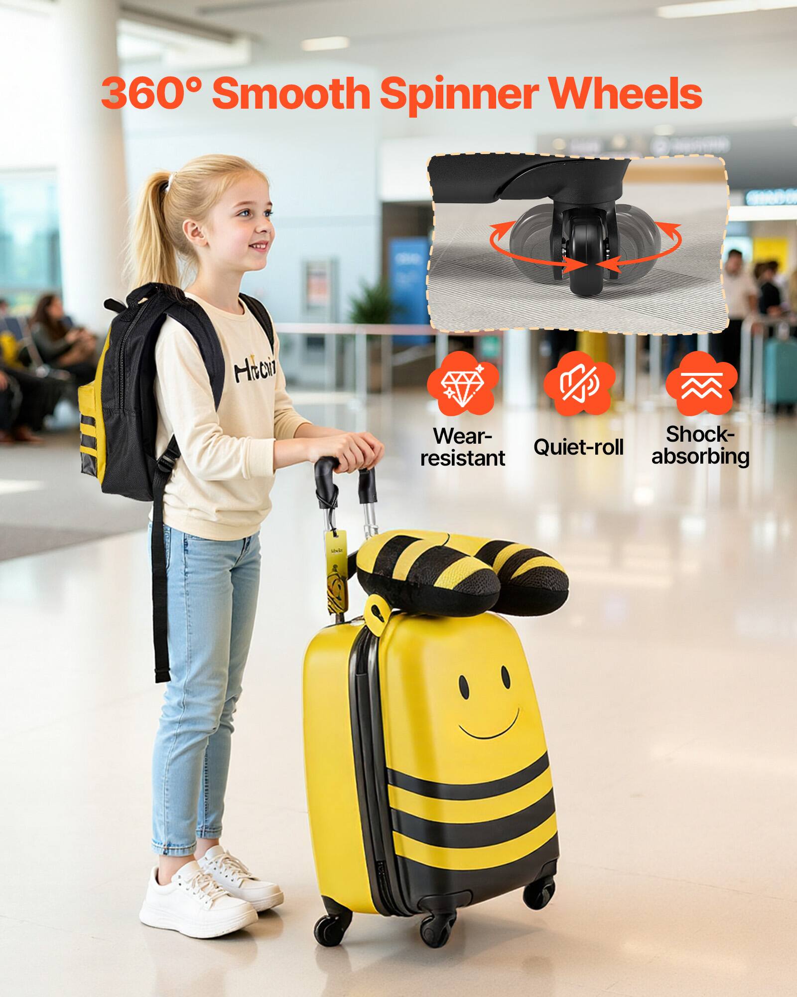 360° Smooth Spinner Wheels

- Wear-resistant
- Quiet-roll
- Shock-absorbing