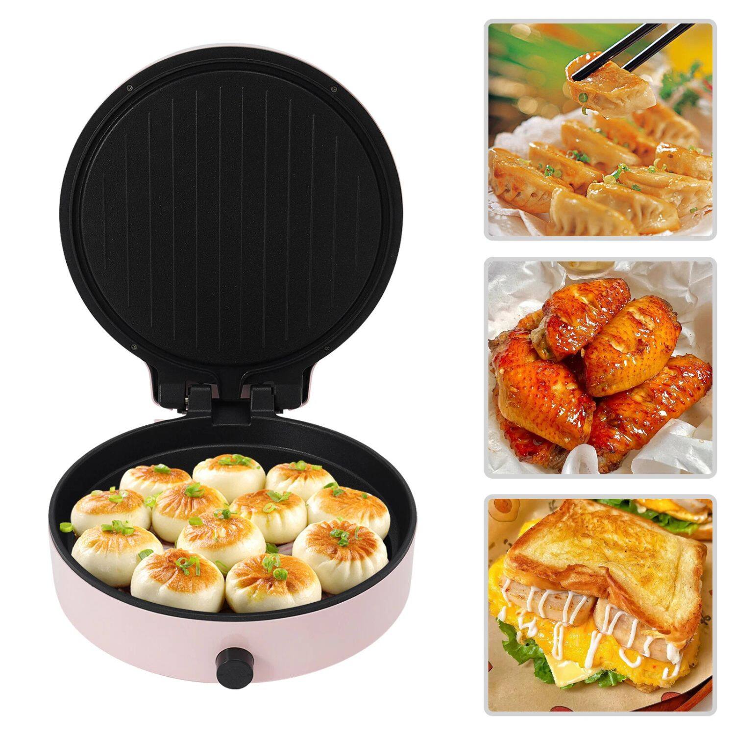 Alt View 6. Home Collection - 1400W Electric Pancake Maker – Non-Stick Pancake Pan and BBQ Grill Plate Machine, 110V Countertop Cooker - Black.