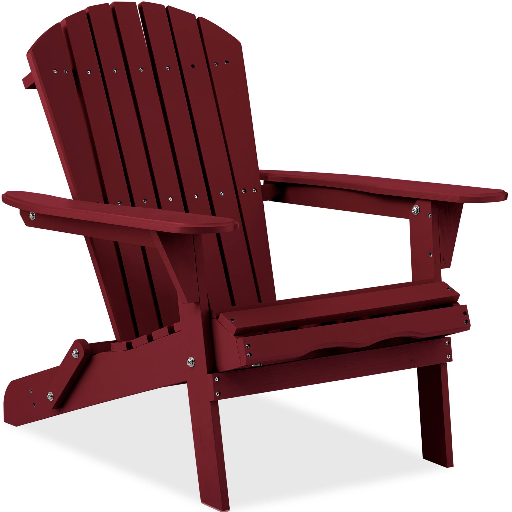 Front. Best Choice Products - Best Choice Products Folding Adirondack Chair Outdoor, Wooden Accent Lounge Furniture w/ 350lb Capacity - Deep Red - Deep Red.