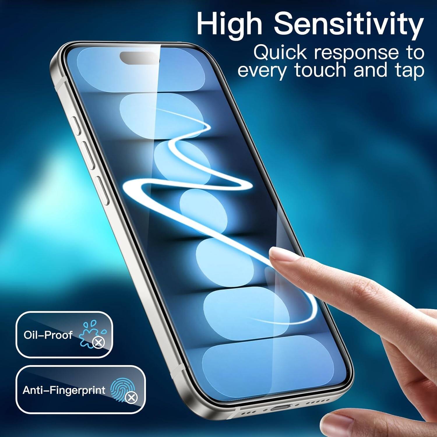 High Sensitivity: Quick response to every touch and tap. Oil-Proof: Anti-Fingerprint.