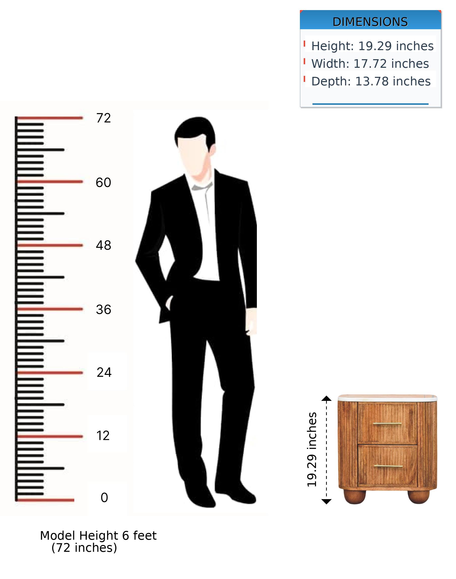 DIMENSIONS  
Height: 19.29 inches  
Width: 17.72 inches  
Depth: 13.78 inches  

Model Height 6 feet (72 inches)