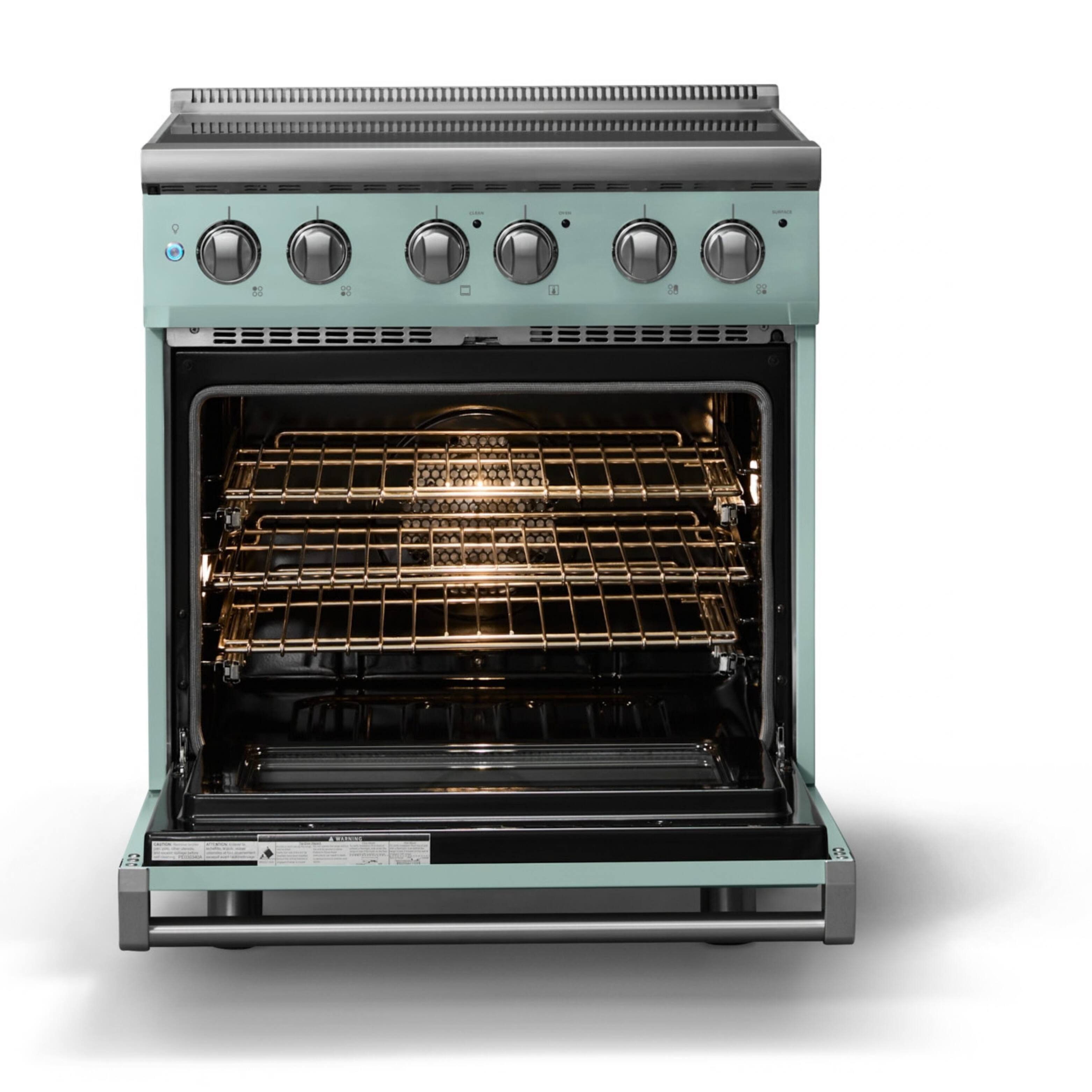 Alt View 2. Viking - 30"W. Pro5S 4.7 Cu. Ft. Freestanding 4 Element  Electric Convection Range - Splash - Splash.